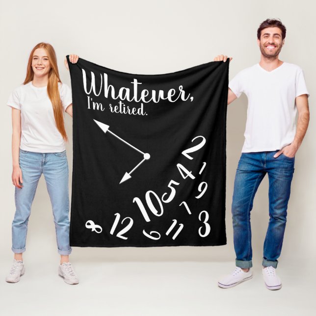 I'm Retired Funny Retirement Time Clock Black Fleece Blanket (In Situ)