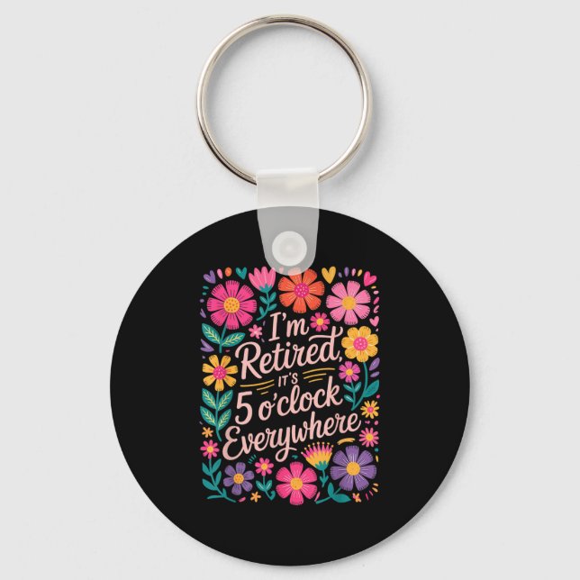 Im Retired Its 5 Oclock Everywhere Boho Floral Ret Key Ring (Front)