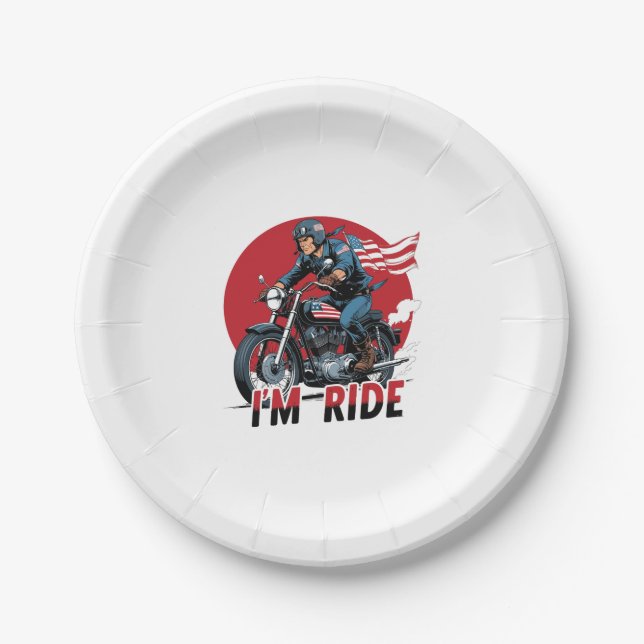 I'M RIDE � Motorcycle Paper Plate (Front)
