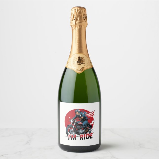 I'M RIDE � Motorcycle Sparkling Wine Label (Front)