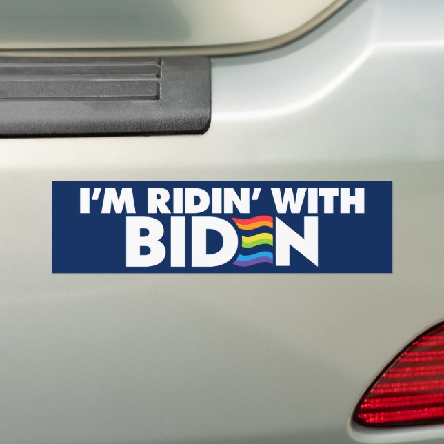I'm Ridin' With Biden 2024 LGBTQ Bumper Sticker (On Car)