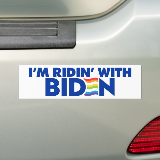 I'm Ridin' With Biden 2024 LGBTQ Bumper Sticker (On Car)