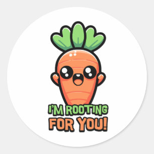 I'm Rooting For You! Cute Carrot Pun Classic Round Sticker