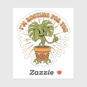 "I'm Rooting For You" Retro Cartoon Monstera Plant