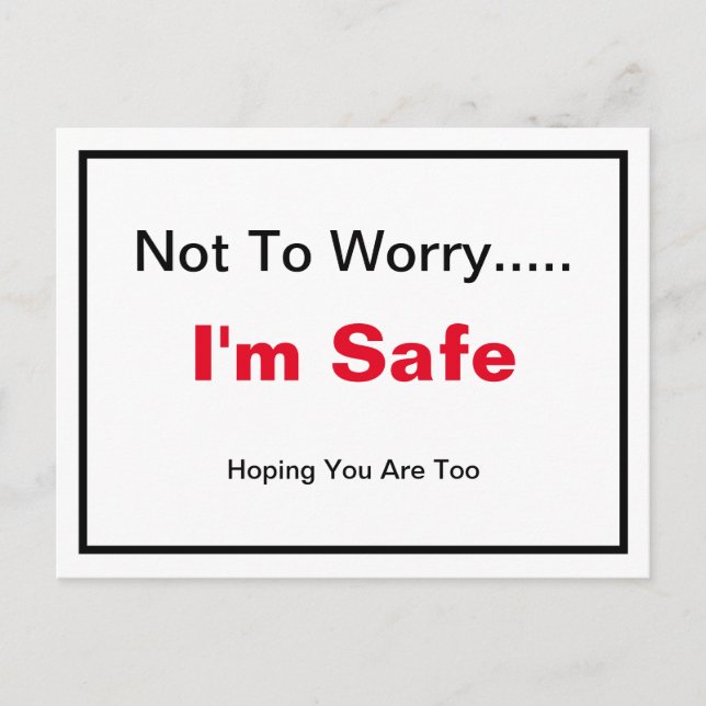 I'm Safe Postcard (Front)