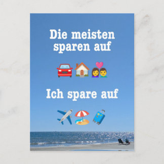 "I'm saving on ... traveling!" postcard