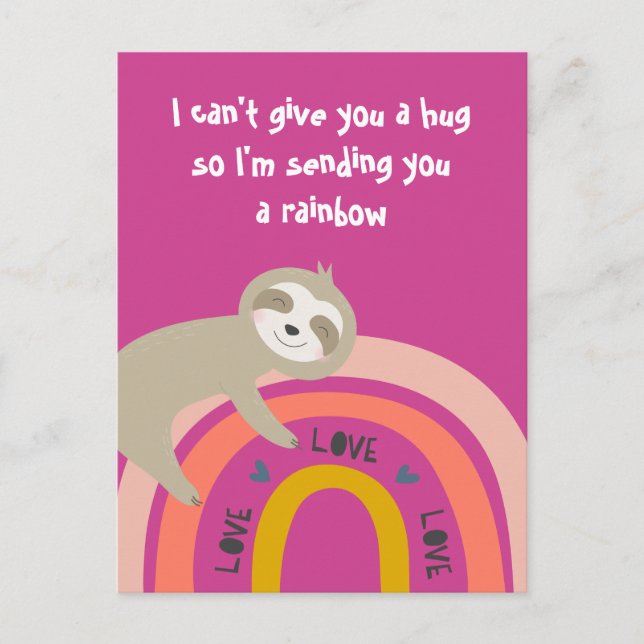 I'm Sending You A Rainbow Miss You Sloth Postcard (Front)