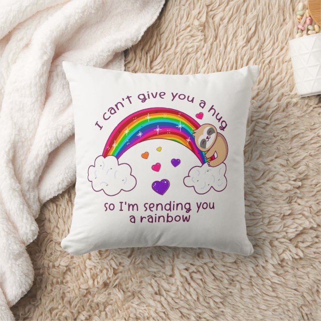 I'm Sending You A Sloth Hug Rainbow Cushion (Blanket)