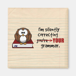 I'm Silently Correcting Your Grammar Sarcastic Owl Magnet