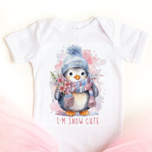 I'm Snow Cute Watercolor Winter Holiday Penguin Baby Bodysuit