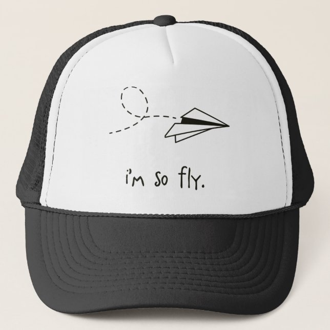 i'm so fly. paper aeroplane hipster trucker hat (Front)