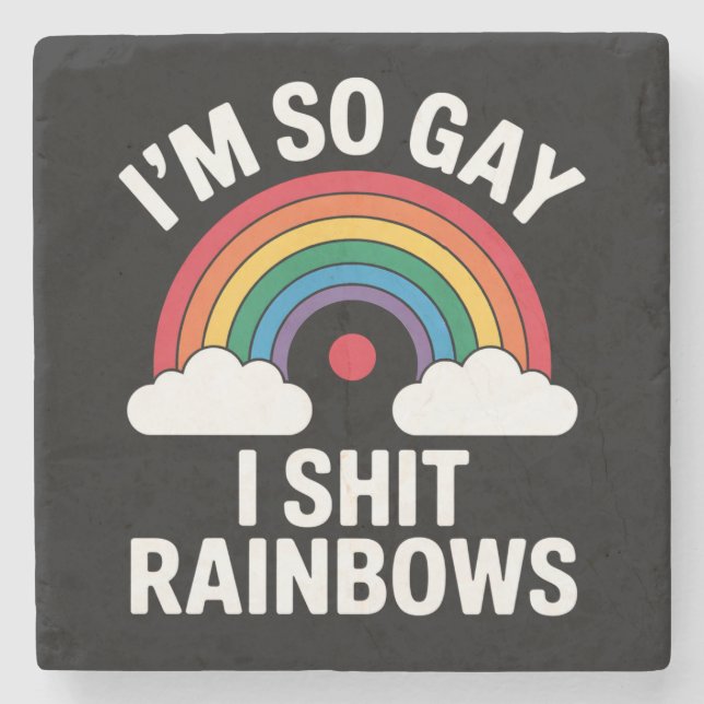 I'm So Gay Rainbows Funny LGBTQ Pride Ally Stone Coaster (Front)