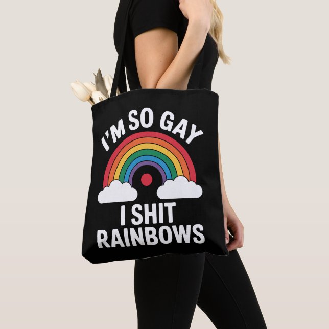 I'm So Gay Rainbows Funny LGBTQ Pride Ally Tote Bag (Close Up)