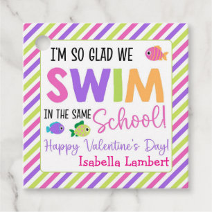 I'm so Glad we Swim in the Same School Valentines Favour Tags