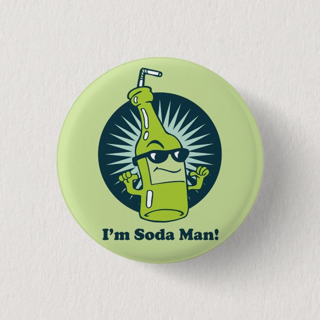 I'm Soda Man! Funny Wordplay Flair Button (Front)