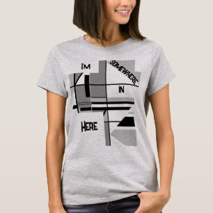"I'm Somewhere In Here" Grey Black Geometric T-Shirt