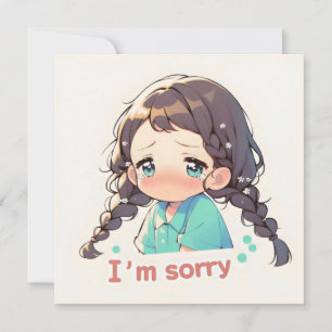 I'm Sorry Cry Sad Anime Girl Holiday Card