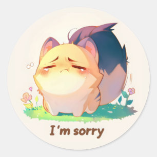 I'm Sorry Cute Anime Animal Classic Round Sticker