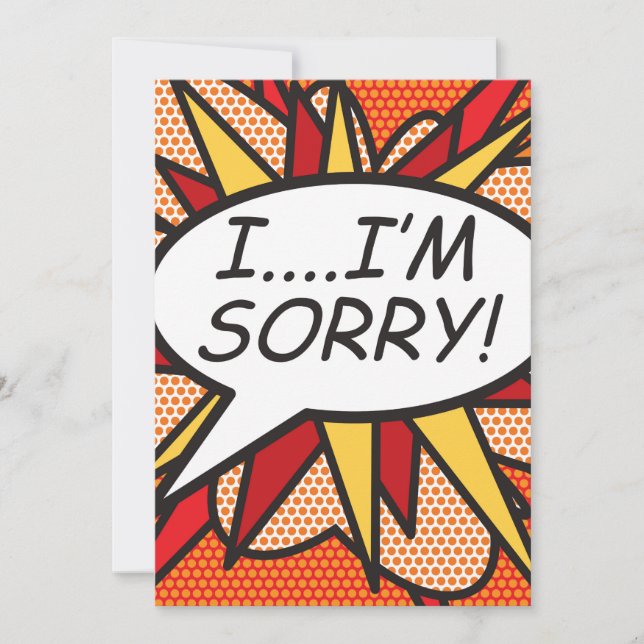 I'M SORRY Fun Retro Comic Book Pop Art Invitation (Front)
