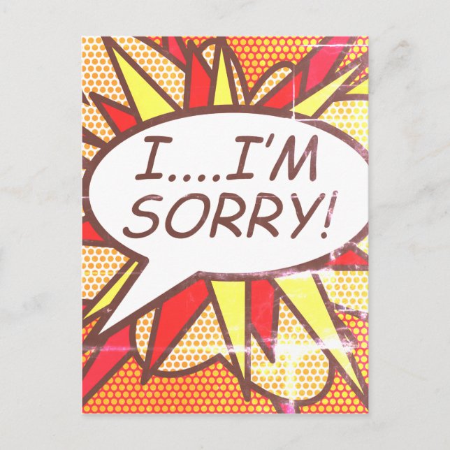 I'M SORRY Fun Retro Comic Book Pop Art Postcard (Front)