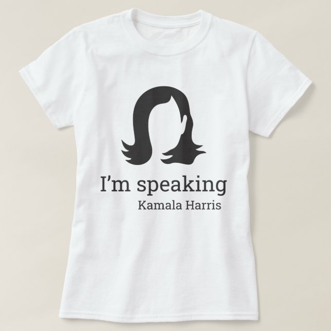I'm Speaking Kamala Harris Black and White T-Shirt (Design Front)