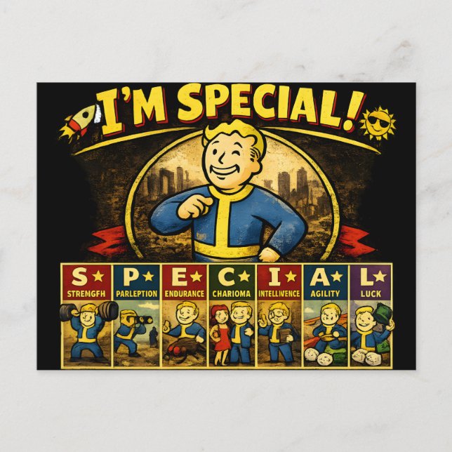 I'm Special | Fallout Inspired Stats Mousepad Postcard (Front)