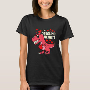 Im Stealing Hearts Valentines Day Rex Dinosaur Hea T-Shirt