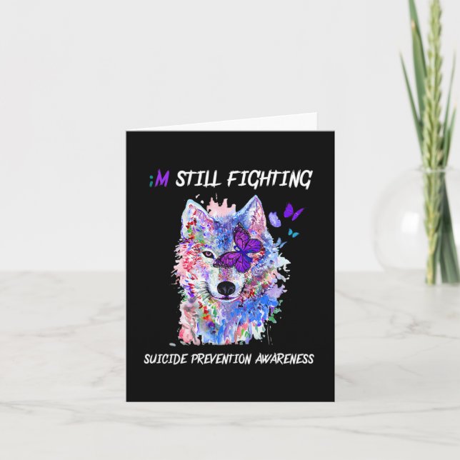 I'm Still Fighting Semicolon Wings Suicide Prevent Card (Front)