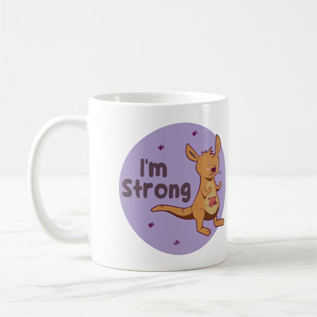 I'm strong Kawaii cute baby Kangaroo brown &purple Coffee Mug (Left)