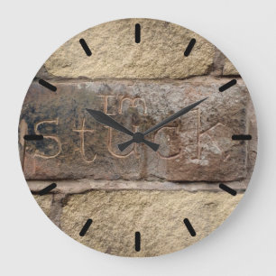 "I'm Stuck" another brick in the wall Large Clock