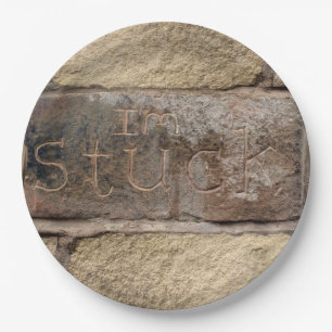 "I'm Stuck" another brick in the wall Paper Plate