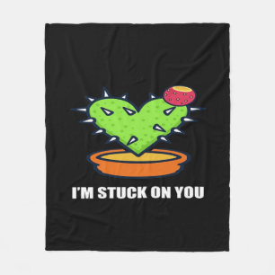 Im Stuck On You Cactus Cute Plant Design  Fleece Blanket