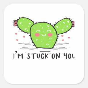 Im Stuck On You Cactus Cute Plant Style  Square Sticker