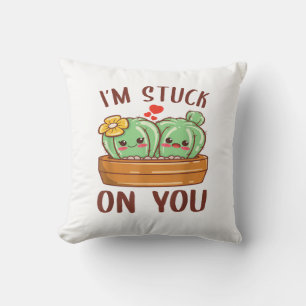Im Stuck On You Cactus Succulent Valentines Day Cu Cushion