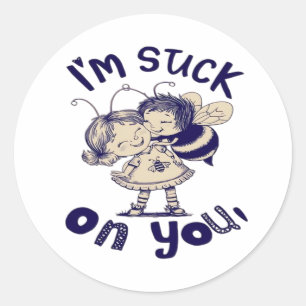 Im Stuck On You Classic Heartfelt Style  Round Sticker