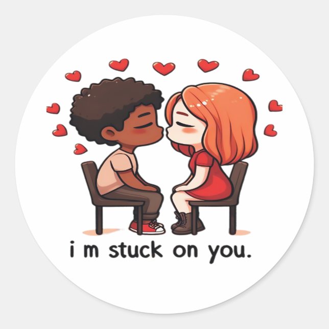 Im Stuck On You Classic Love Design  Classic Round Sticker (Front)