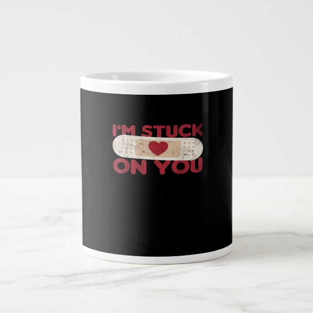 Im Stuck On You Funny Band Aid Nurse Gift Playful  Large Coffee Mug (Front)