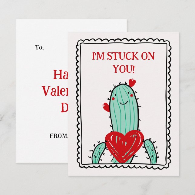 I'm Stuck On You Funny Kids Valentine's Day Card (Front/Back)