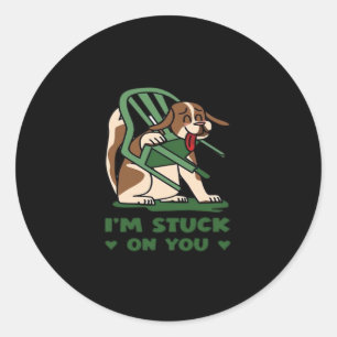 Im Stuck On You Funny Valentines Day Playful Desig Classic Round Sticker