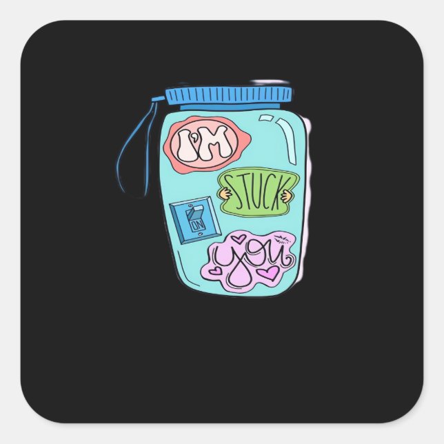 Im Stuck On You Sticker Minimal Love Design  (Front)