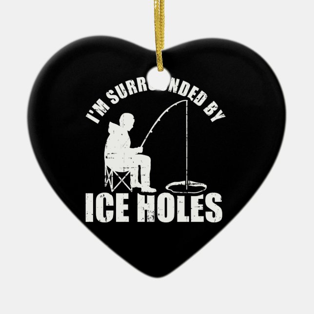 I'm surrounded by Ice Holes Fishing Ceramic Tree Decoration (Front)