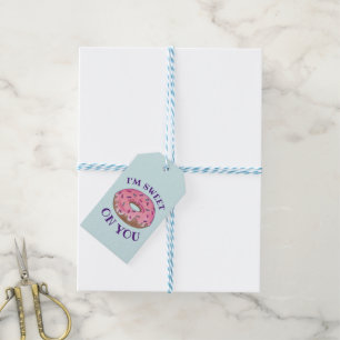 I'm Sweet On You Pink Doughnut Doughnut Foodie Lov Gift Tags