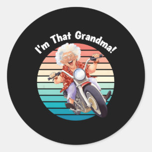 I'M T Grandma Motorcycle Fun Classic Round Sticker