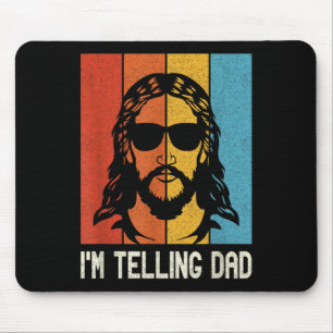 Im Telling Dad - Jesus Wearing Sungles - Funny Chr Mouse Mat
