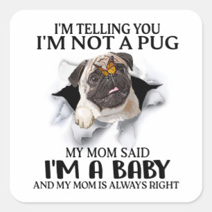 I'm Telling You I'm Not A Pug I'm A Baby Pug Lover Square Sticker
