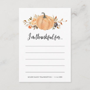 I'm Thankful For Thanksgiving Gratitude Card