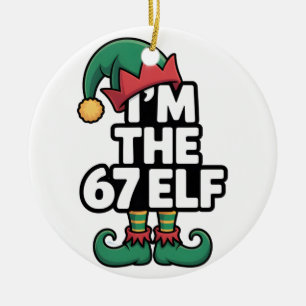 Im The 67 Elf Six Seven Elf Meme Christmas Ceramic Tree Decoration