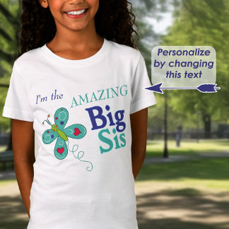 I'm the AMAZING Big Sis Whimsical Butterfly T-Shirt