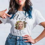 I'm The Aunt | Graduate Photo T-Shirt<br><div class="desc">I'm the Aunt of Graduate 'their name' Graduation tshirts. The tshirt features a scratched out photo effect witha modern graduation text template. The text style,  size and colour can be changed by clicking on the customise further link after personalising.</div>