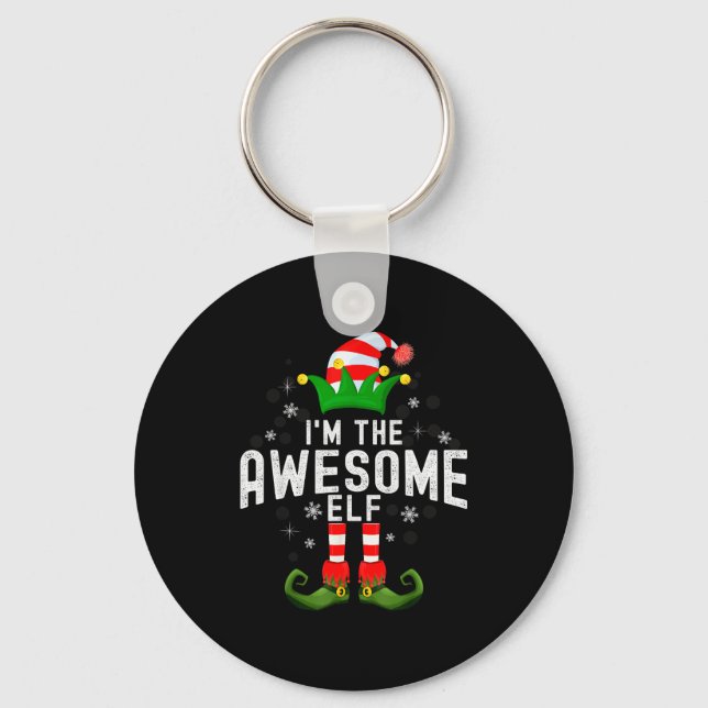 I'm The Awesome Elf Christmas Family Pjs Costume  Key Ring (Front)